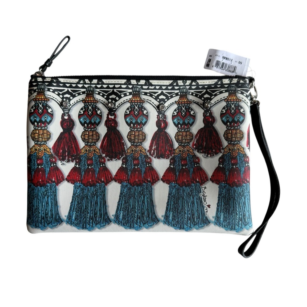 Brighton "TANGIER" Boho Tassel Canvas Wristlet Pouch Handbag Clutch